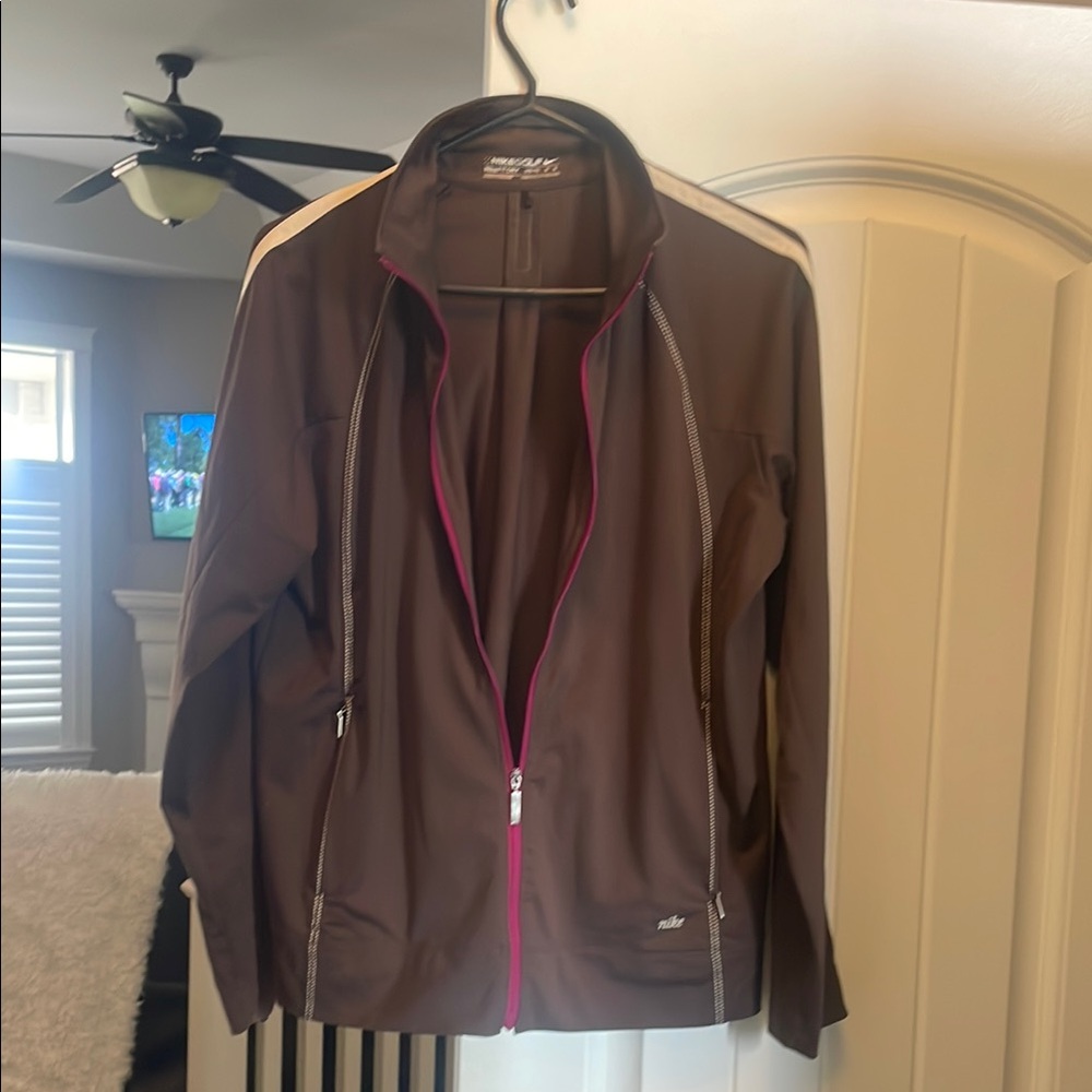 Nike Women's Brown Jacket with Pink Accents Golf medium